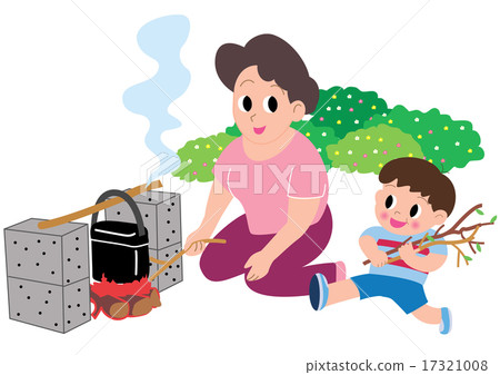 Moms and boys cooking rice with camp 17321008