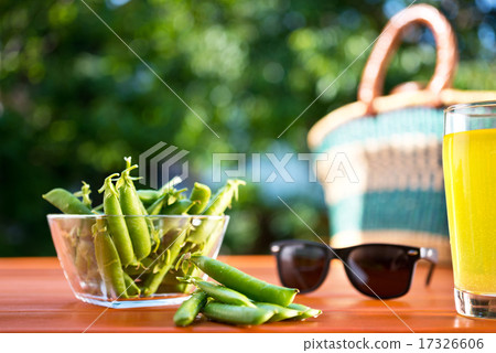 Green Peas on the Desk in the Garden 17326606