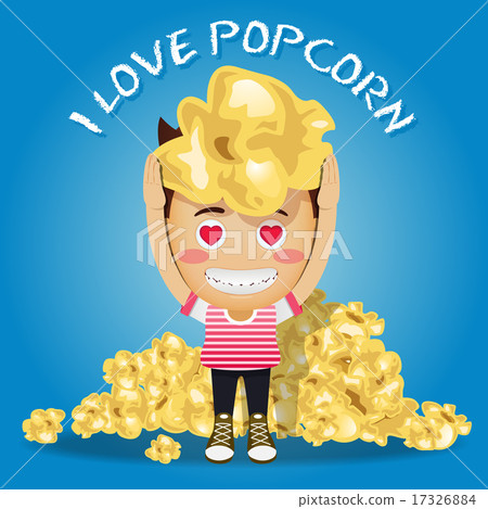 happy man and heap of popcorn 17326884