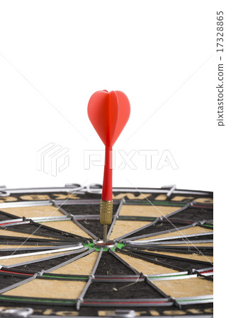 Red Dart hitting the middle of dartboard Red Dart hitting the middle of dartboard 17328865