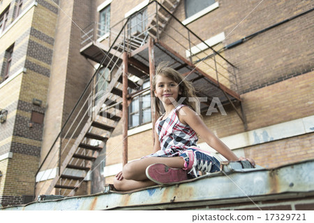 eight years old school girl  17329721