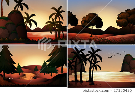 Silhouette view of ocean and rivers Silhouette view of ocean and rivers 17330450