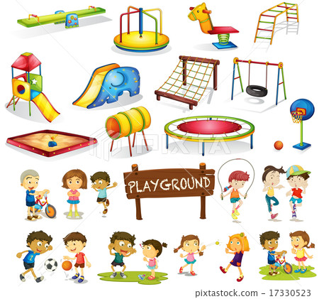 Children playing and playground set 17330523
