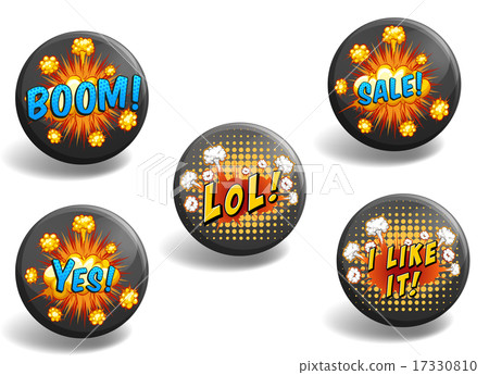 Set of black badges with text 17330810