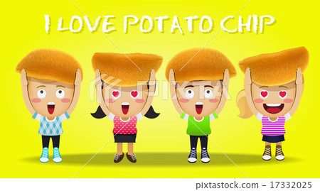 happy people carrying big potato chips happy people carrying big potato chips 17332025