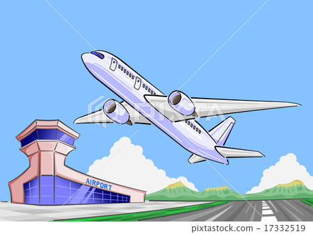 Airport and airplane to take off Airport and airplane to take off 17332519
