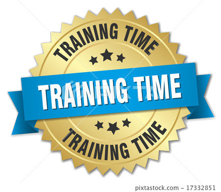 training time 3d gold badge with blue ribbon training time 3d gold badge with blue ribbon 17332851