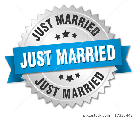 just married 3d silver badge with blue ribbon just married 3d silver badge with blue ribbon 17333442