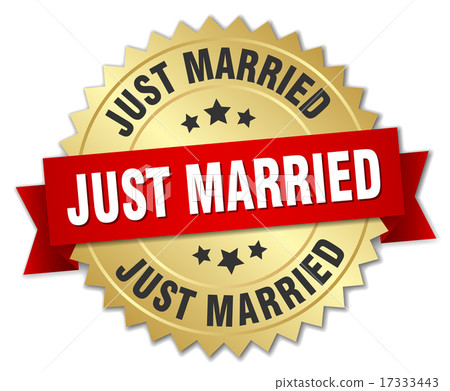 just married 3d gold badge with red ribbon just married 3d gold badge with red ribbon 17333443