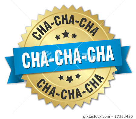 cha-cha-cha 3d gold badge with blue ribbon cha-cha-cha 3d gold badge with blue ribbon 17333480