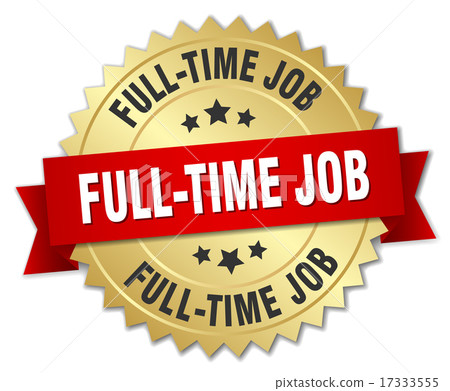 full-time job 3d gold badge with red ribbon full-time job 3d gold badge with red ribbon 17333555