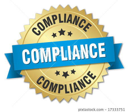 compliance 3d gold badge with blue ribbon 17333751