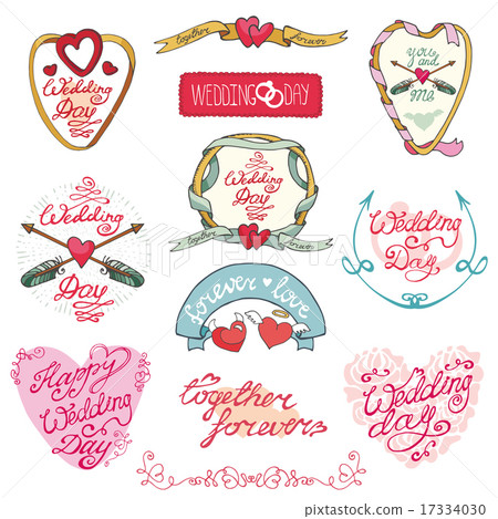 Wedding emblems set.Invitations,Labels,decor elements kit 17334030
