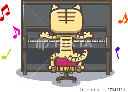 Cat pulls upright piano 17334124