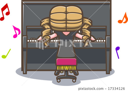 A woman holding an upright piano 17334126