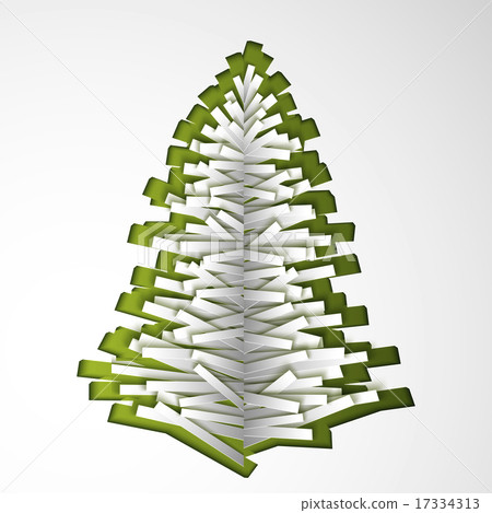 Green paper vector Christmas tree 17334313