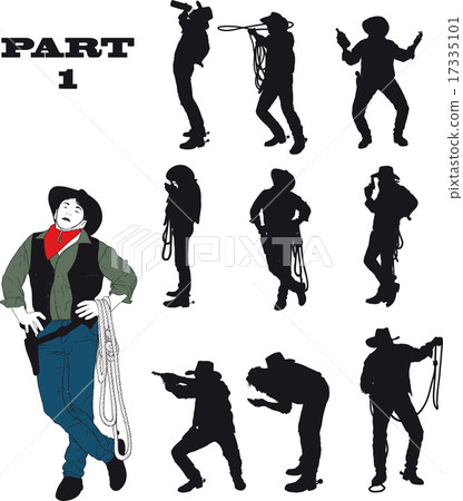 Silhouettes of cowboy 17335101