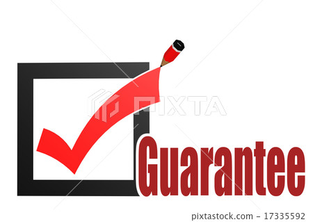 Check mark with guarantee word Check mark with guarantee word 17335592