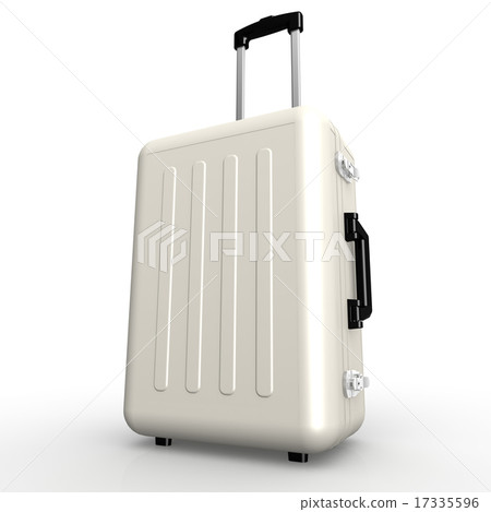 White luggage stands on the floor 17335596