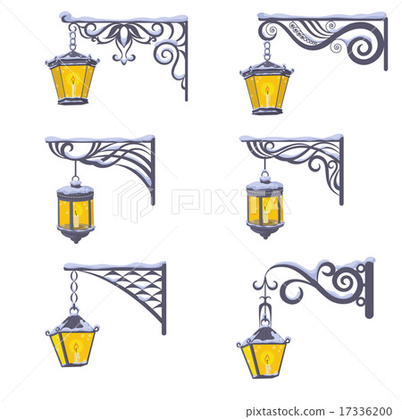 Vintage street lanterns with snow 17336200