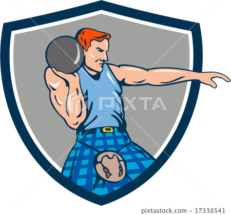 Highland Games Stone Put Throw Crest Retro 17338541