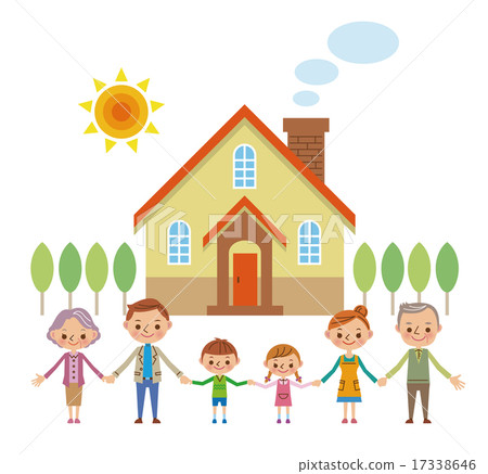 握在我的家前面的三代家庭手 17338646