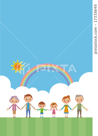 站立在草原的一個愉快的家庭 站立在草原的一個愉快的家庭 17338649