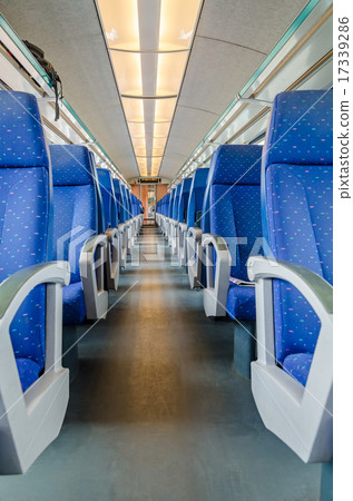 Emtpy interior of train for long or short distance Emtpy interior of train for long or short distance 17339286