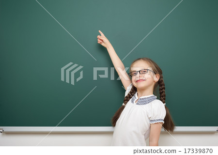 Schoolgirl near school board Schoolgirl near school board 17339870