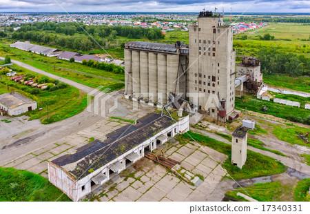 Bird eye view on grain elevator Bird eye view on grain elevator 17340331