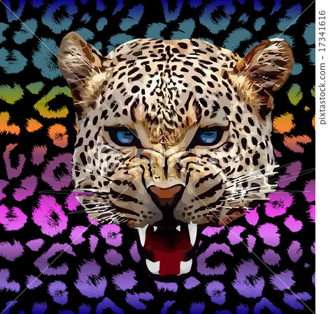 Leopard print pattern. Repeating seamless vector animal background  17341616