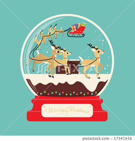Merry christmas santa gifts with reindeers on the roof 17341916