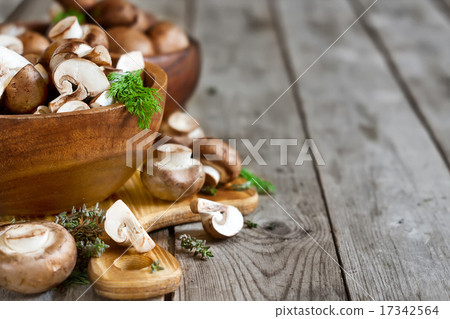 Mushrooms in bowls background Mushrooms in bowls background 17342564