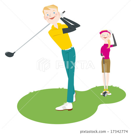 男人和女人打高爾夫球 男人和女人打高爾夫球 17342774