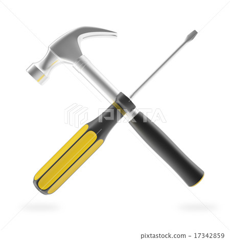 Hammer and screwdriver isolated on white background. Tools for the job. Hammer and screwdriver isolated on white background. Tools for the job. 17342859