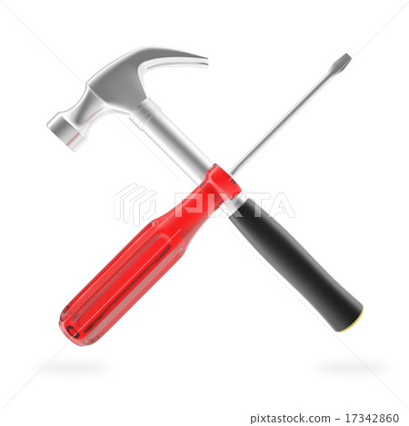 Hammer and screwdriver isolated on white background. Tools for the job. Hammer and screwdriver isolated on white background. Tools for the job. 17342860