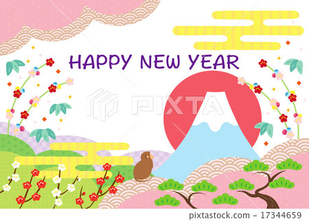 新年的卡片模板和新年的材料 新年的卡片模板和新年的材料 17344659