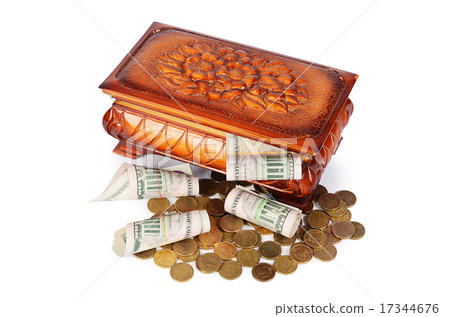 Coins and banknotes in the box Coins and banknotes in the box 17344676