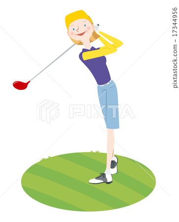 女子打高爾夫球 女子打高爾夫球 17344956