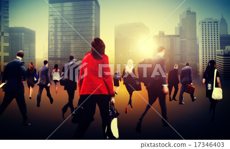 Commuter Business District Walking Crowd Cityscape Concept 17346403