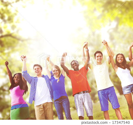 Group Friends Celebration Winning Victory Fun Concept Group Friends Celebration Winning Victory Fun Concept 17347540