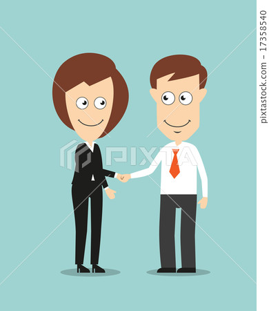 Business woman and businessman shaking hands 17358540