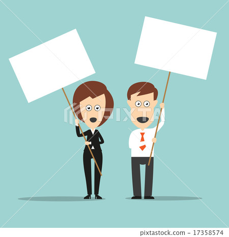 Business colleagues holding sign boards with copyspace 17358574
