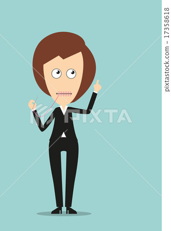 Mute business woman with attention gesture Mute business woman with attention gesture 17358618