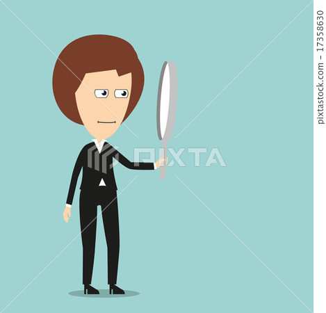 Business woman with magnifying glass 17358630