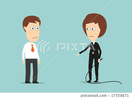 Female boss with whip training lazy employee Female boss with whip training lazy employee 17358671