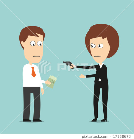 Business woman extorts money with a gun 17358673
