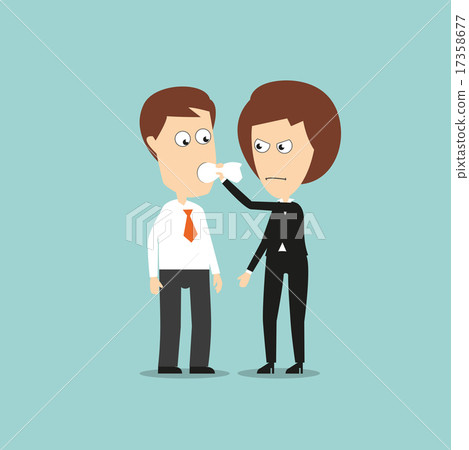 Business woman put a cloth gag in colleagues mouth 17358677