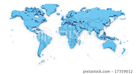 Detail world map with national borders, 3d render Detail world map with national borders, 3d render 17359012