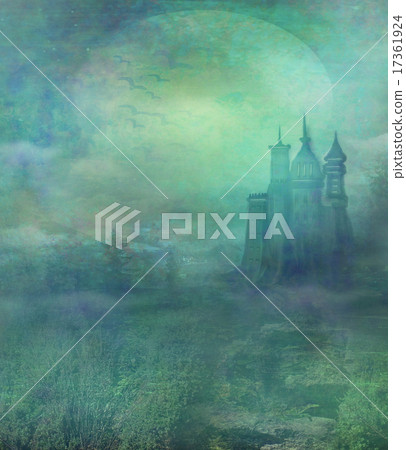 abstract landscape with old castle in moonlight abstract landscape with old castle in moonlight 17361924